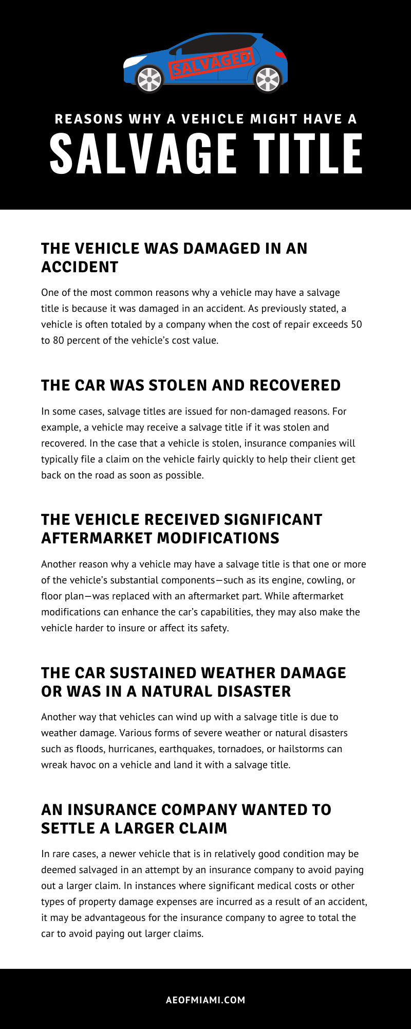 Infographic: Reasons Why a Vehicle Might Have a Salvage Title